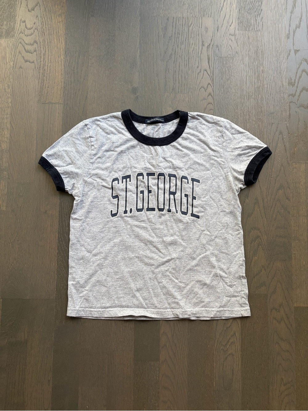 Brandy Melville RARE St. George grey and navy blue ringer tee